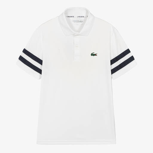 Lacoste-Teen Boys White Ultra Dry Polo Shirt (UPF30) | Childrensalon