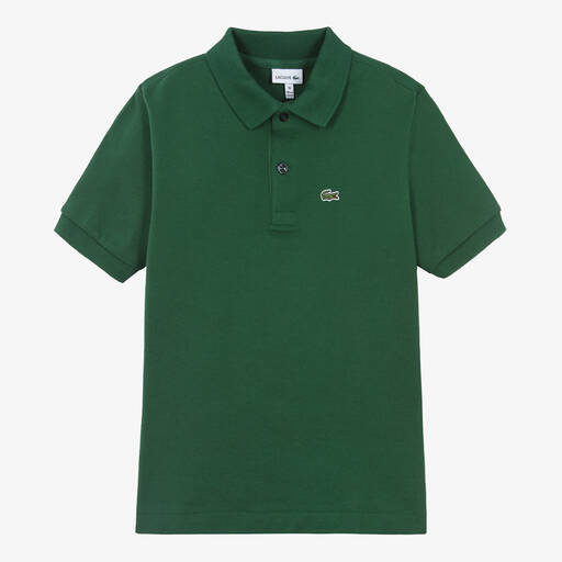 Lacoste-Teen Green Cotton Crocodile Polo Shirt | Childrensalon