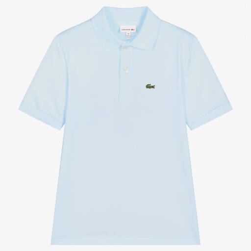 Lacoste-Teen Pale Blue Cotton Crocodile Polo Shirt | Childrensalon