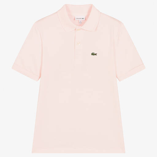 Lacoste-Teen Pale Pink Cotton Crocodile Polo Shirt | Childrensalon