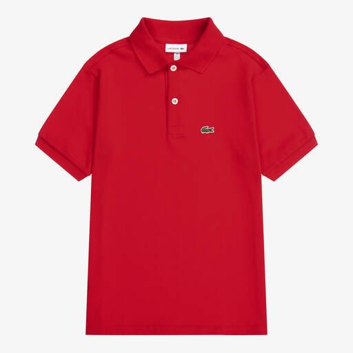 Lacoste-Teen Red Cotton Crocodile Polo Shirt | Childrensalon