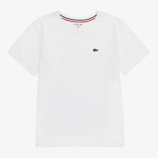 Lacoste-Белая хлопковая футболка для подростков | Childrensalon