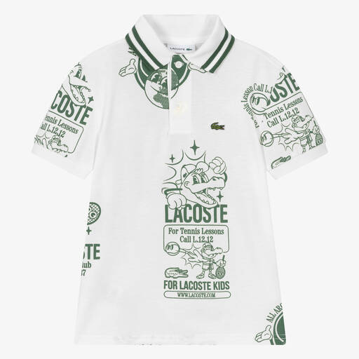 Lacoste-Белая рубашка поло из хлопка | Childrensalon