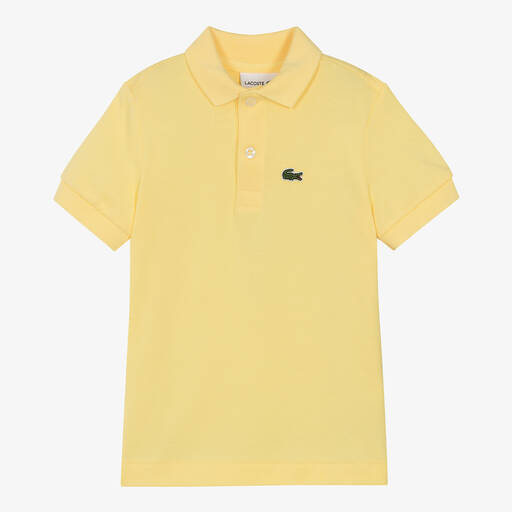 Lacoste-Yellow Cotton Crocodile Polo Shirt | Childrensalon