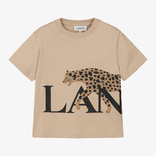 Lanvin-Boys Beige Organic Cotton T-Shirt | Childrensalon
