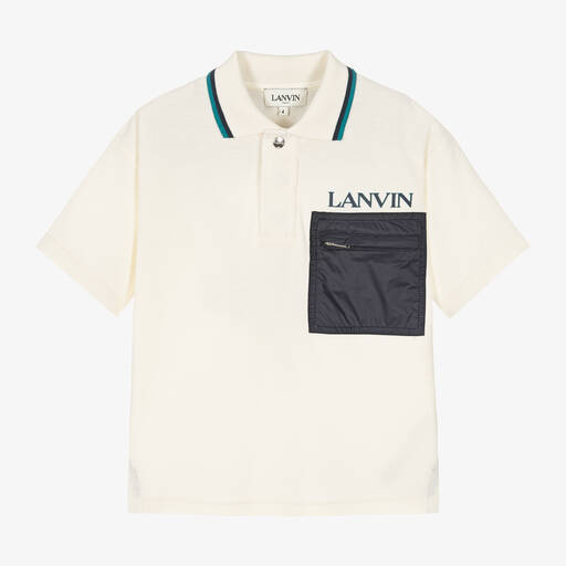 Lanvin-Boys Ivory Cotton Polo Shirt | Childrensalon