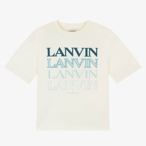 Lanvin-Boys Ivory Organic Cotton T-Shirt | Childrensalon