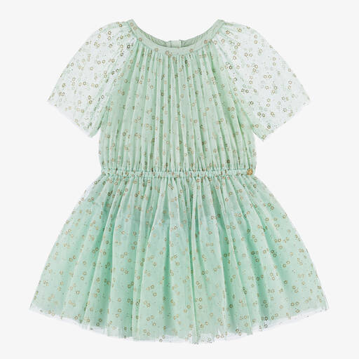 Lanvin-Girls Mint Green Glitter Tulle Dress | Childrensalon