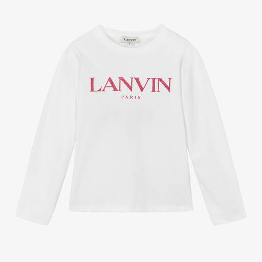 Lanvin-Girls White Organic Cotton Top | Childrensalon