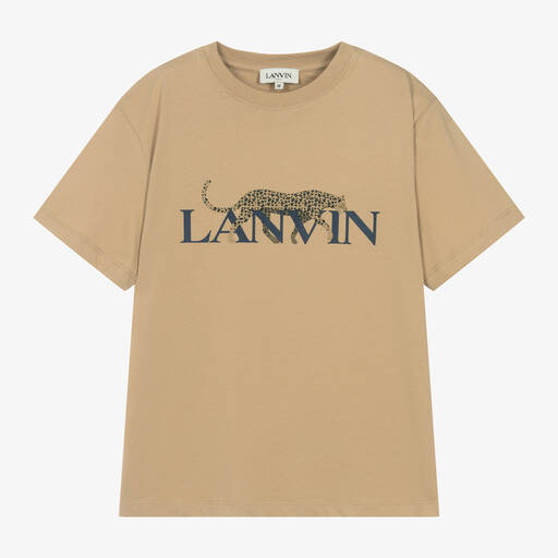 Lanvin-Teen Boys Beige Leopard Organic Cotton T-Shirt | Childrensalon