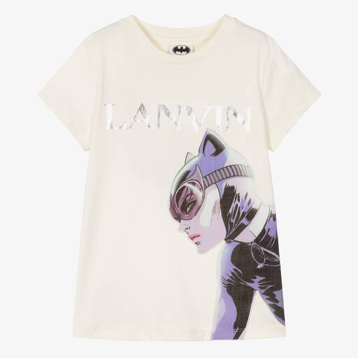 Lanvin-Teen Girls Ivory Cotton Catwoman T-Shirt | Childrensalon