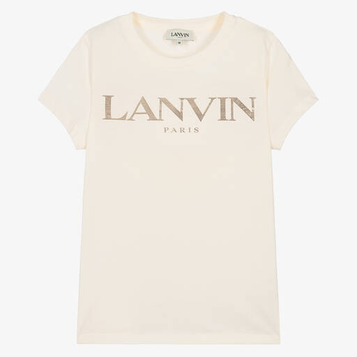 Lanvin-Teen Girls Ivory Organic Cotton T-Shirt | Childrensalon