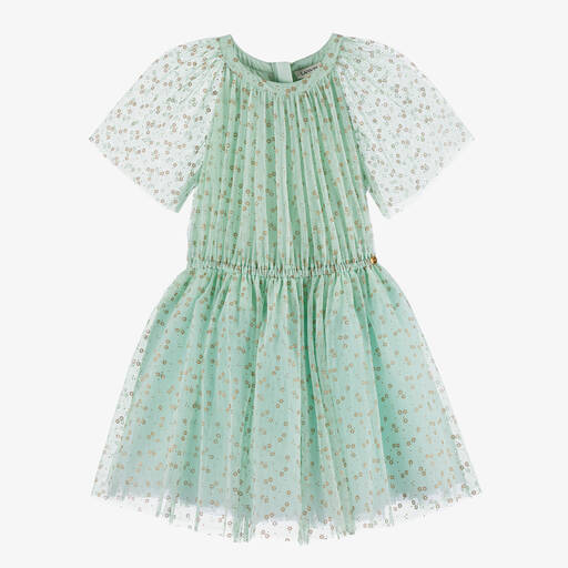 Lanvin-Teen Girls Mint Green Glitter Tulle Dress | Childrensalon