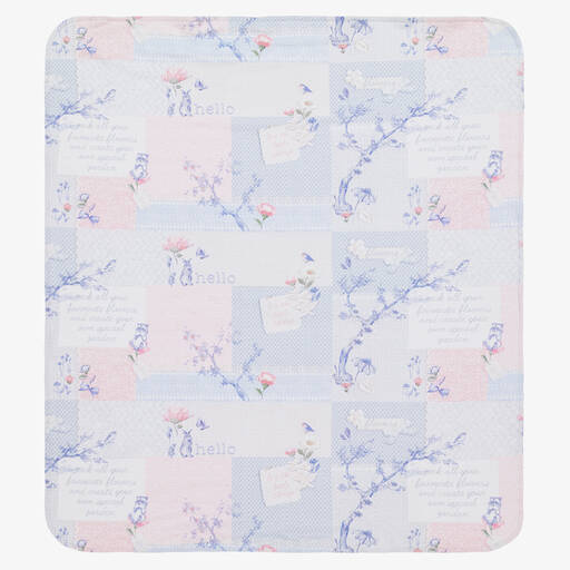 Lapin House-Baby Girls Blue & Pink Cotton Blanket (80cm) | Childrensalon