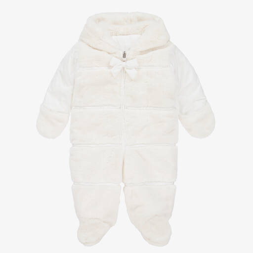 Lapin House-Baby Girls Ivory Reversible Snowsuit | Childrensalon