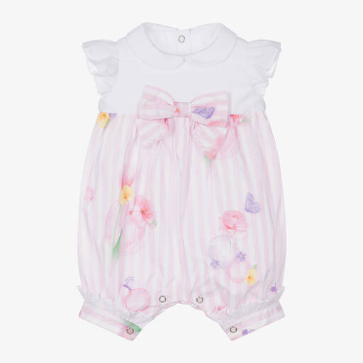 Lapin House-Baby Girls Pink & White Cotton Shortie | Childrensalon