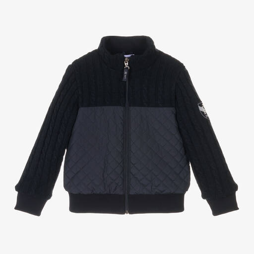 Lapin House-Boys Blue Knitted & Quilted Jacket | Childrensalon