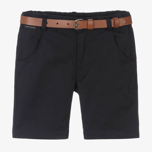 Lapin House-Boys Navy Blue Cotton Twill Shorts | Childrensalon
