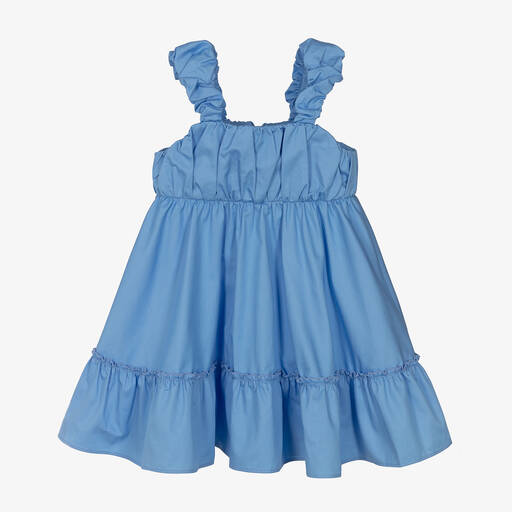 Lapin House-Голубое хлопковое платье для девочек | Childrensalon