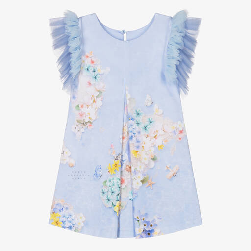 Lapin House-Girls Blue Floral Cotton Dress | Childrensalon