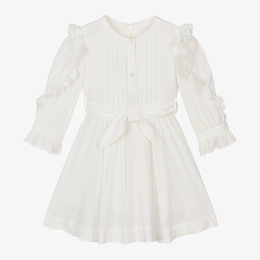 Lapin House-Girls Ivory Ruffle Shirt Dress | Childrensalon