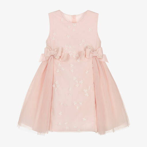 Lapin House-Girls Pale Pink Tulle Bow Dress | Childrensalon