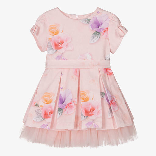 Lapin House-Розовое хлопковое платье с цветами | Childrensalon