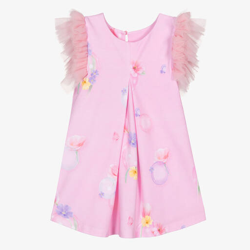 Lapin House-Girls Pink Floral Cotton Dress | Childrensalon