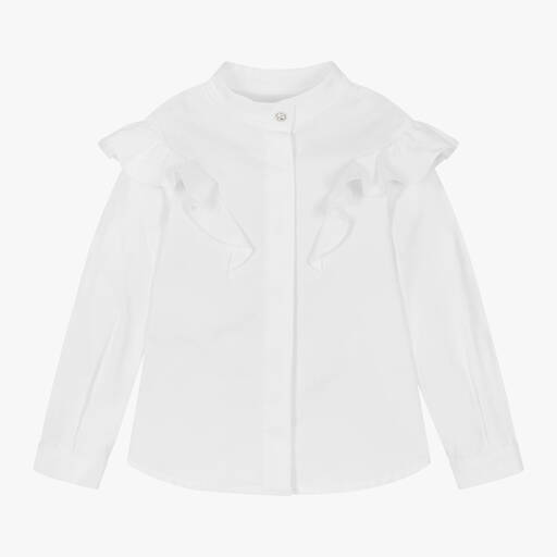 Lapin House-Girls White Cotton Blouse  | Childrensalon