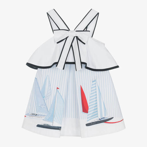 Lapin House-Girls White Cotton Nautical Dress | Childrensalon