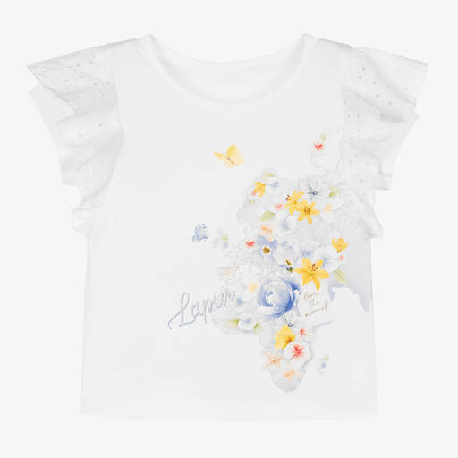 Lapin House-Girls White Cotton T-Shirt | Childrensalon