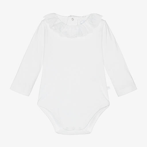 Laranjinha-Baby Girls White Cotton Bodysuit | Childrensalon
