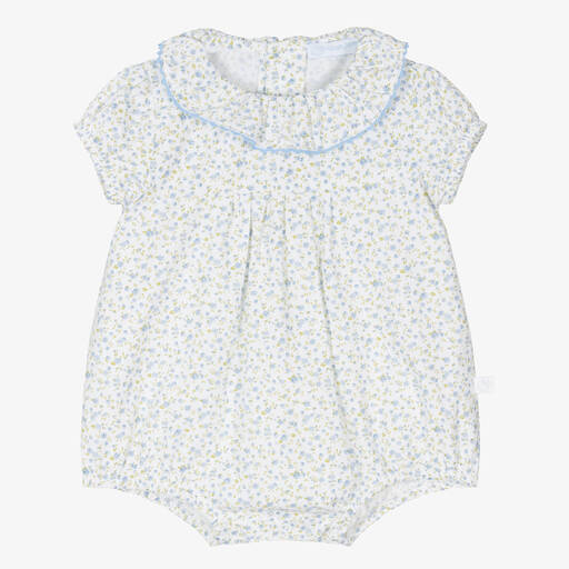 Laranjinha-Baby Girls White Cotton Floral Shortie | Childrensalon