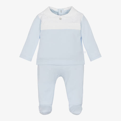 Laranjinha-Blue Cotton 2 Piece Babygrow | Childrensalon