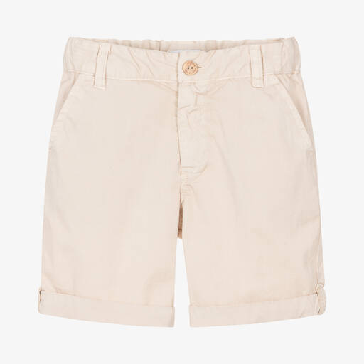 Laranjinha-Boys Beige Cotton Chino Shorts | Childrensalon