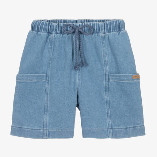 Laranjinha-Boys Blue Denim Pocket Shorts | Childrensalon