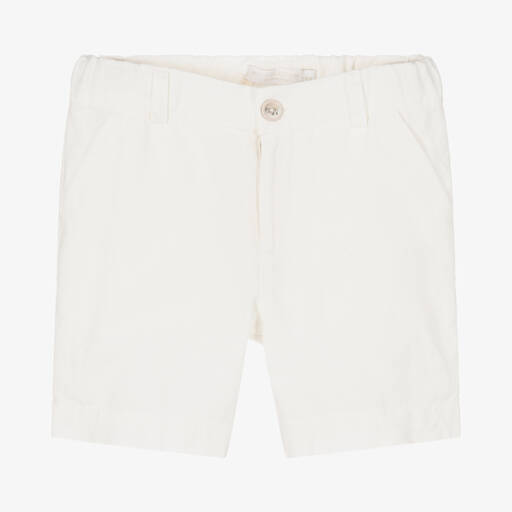 Laranjinha-Boys Ivory Linen & Cotton Shorts | Childrensalon