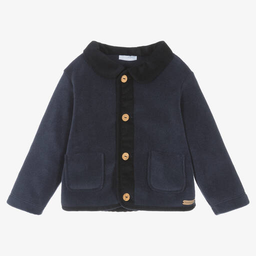 Laranjinha-Boys Navy Blue Fleece Jacket | Childrensalon