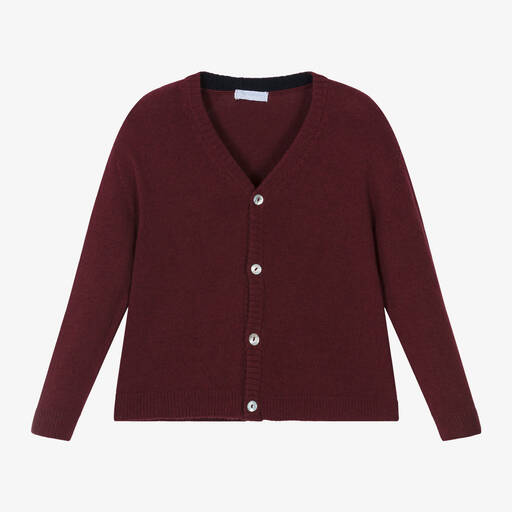 Laranjinha-Burgundy Red Wool & Cashmere Cardigan | Childrensalon