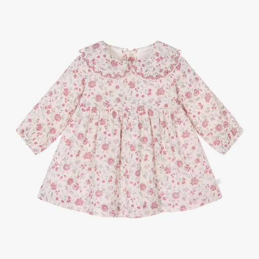 Laranjinha-Girls Pink Floral Cotton Dress | Childrensalon