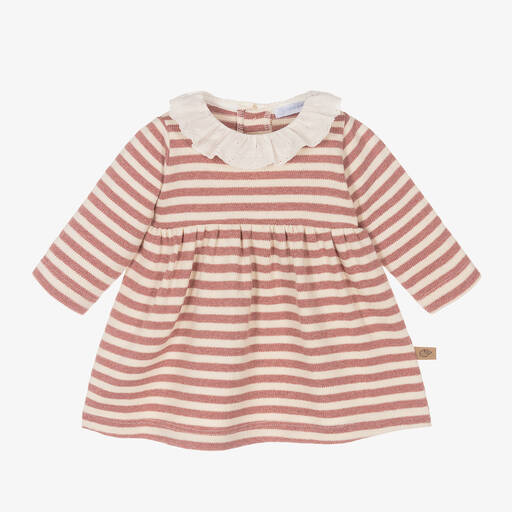 Laranjinha-Girls Pink Stripe Cotton Dress | Childrensalon