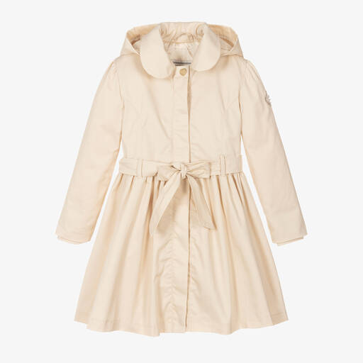 Le Chic-Girls Beige Hooded Trench Coat | Childrensalon