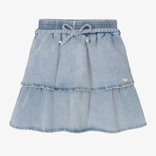 Le Chic-Girls Blue Denim Ruffle Skirt | Childrensalon