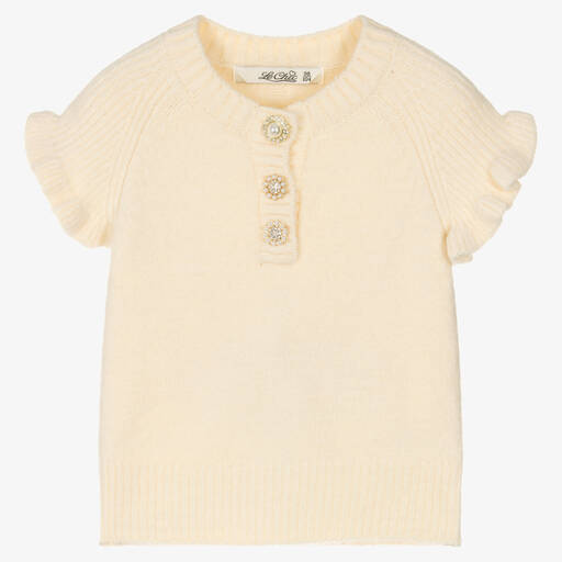 Le Chic-Girls Ivory Knitted Sweater  | Childrensalon