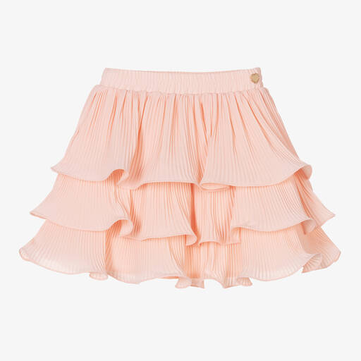 Le Chic-Girls Pink Chiffon Tiered Ruffle Skirt | Childrensalon
