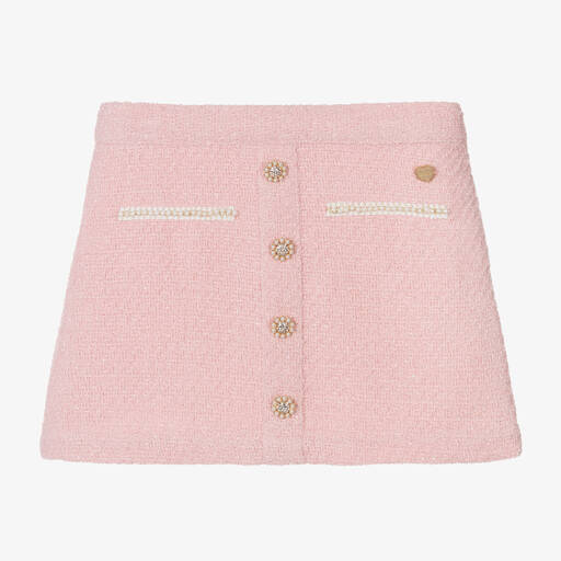 Le Chic-Girls Pink Shimmery Tweed Skirt | Childrensalon