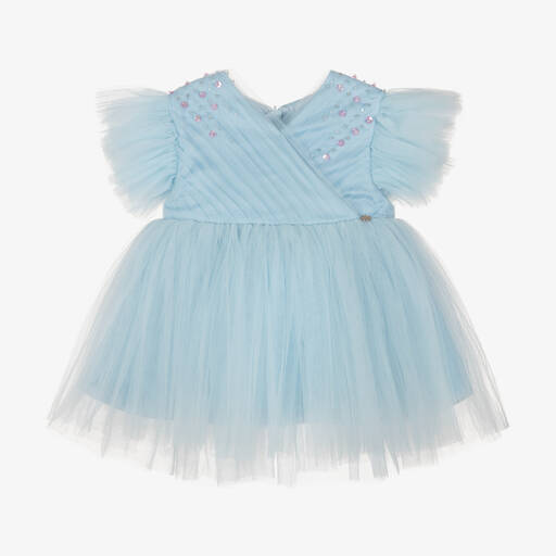 Le Mu-Girls Blue Tulle Dress | Childrensalon