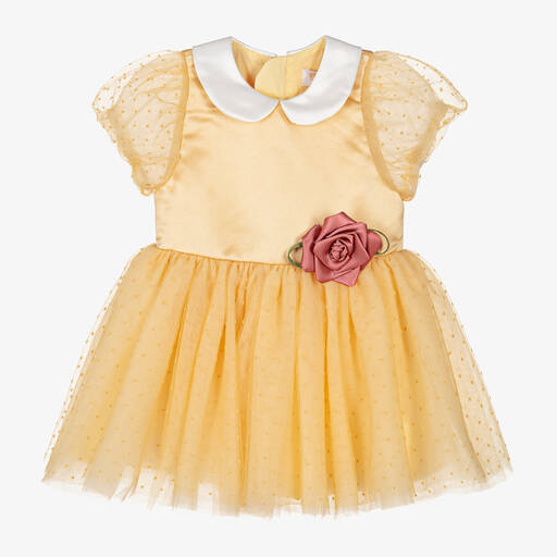 Le Mu-Золотисто-желтое платье из тюля для девочек | Childrensalon