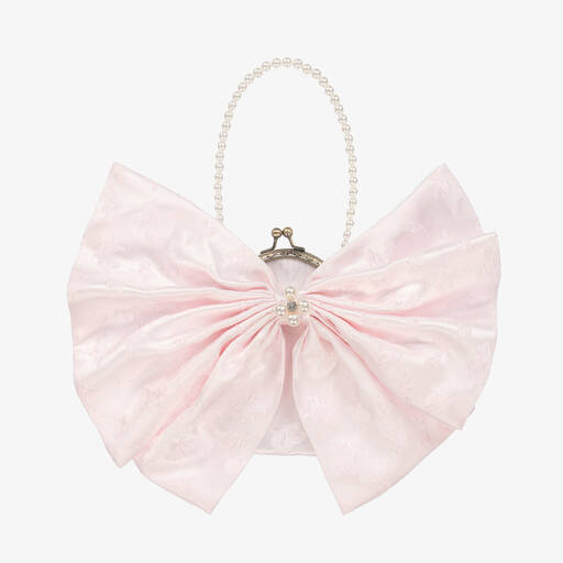 Le Mu-Girls Pink Floral Brocade Handbag (15cm) | Childrensalon