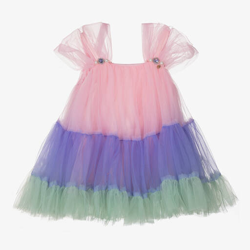 Le Mu-Girls Pink & Purple Tulle Dress | Childrensalon